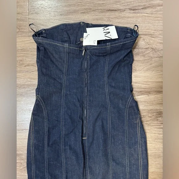 ZARA ZW DENIM MIDI DRESS Size L - Picture 9 of 12